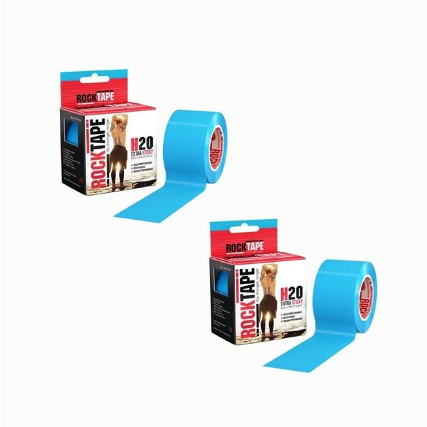 2PK Rocktape Standard H2o Training Gentle & Secure Adhesive Kinesiology Tape BLU