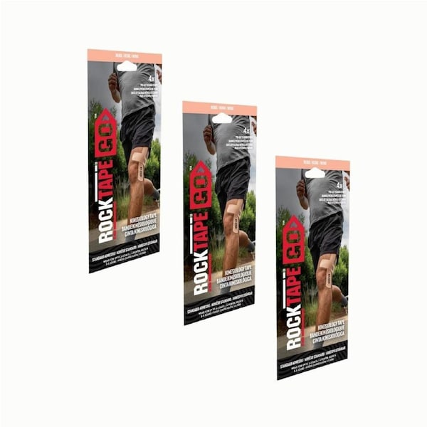 6PK Rocktape Go Fast Pack Kinesiology Adhesive Training Tape Support Beige