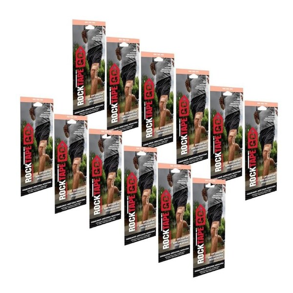 12PK Rocktape Go Fast Pack Kinesiology Adhesive Training Tape Support Beige