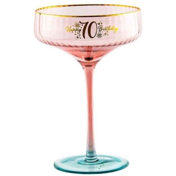 Fluted Blue Coupe Glass - 70th