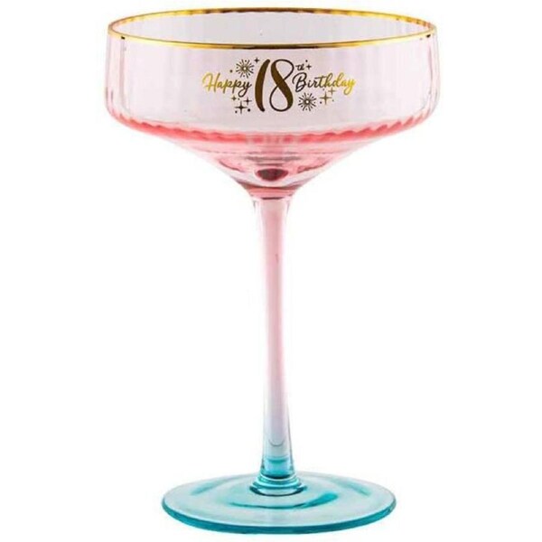 Fluted Pink Coupe Glass - 18th
