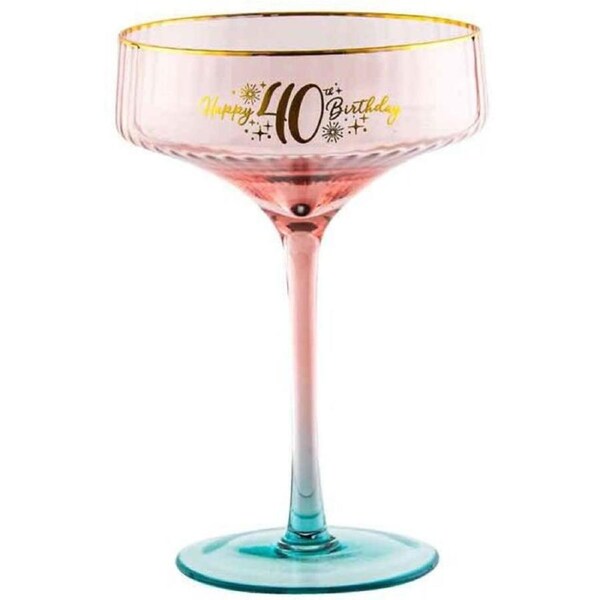 Fluted Pink Coupe Glass - 40th