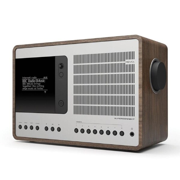 Revo SuperConnect Walnut Internet FM Radio w/ Bluetooth 27x18cm Walnut Silver