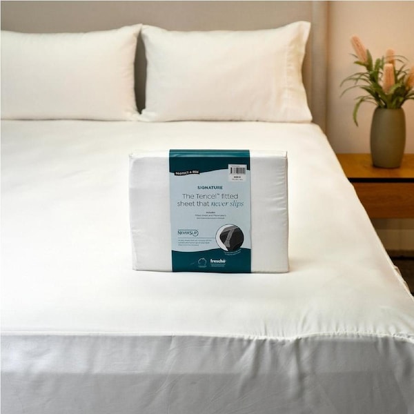 Protect-A-Bed Signature Tencel Tailored Neverslip Sheet Set - White - Deep King