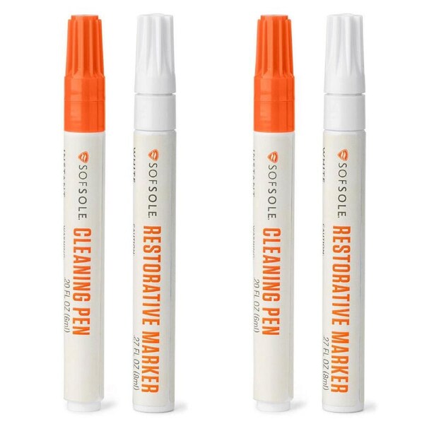 2x 2pc SofSole Restore & Renew White Shoe Cleaning Stain Remover Marker Pen Kit