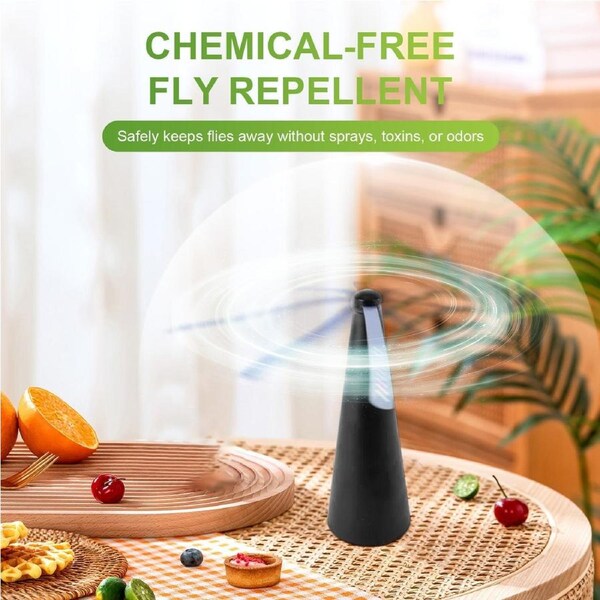 Battery Operated Shoo-Fly Chemical Free Fly Repellent Fan Black