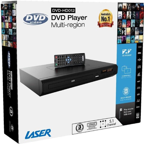 Laser Multi Region Free DVD Player - Movie Video HD HDMI Composite USB W/ Remote