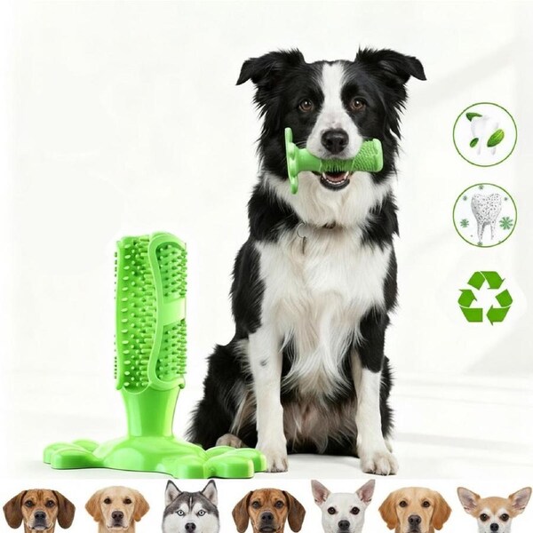 Green L Size Dog Toothbrush Toy Clean Teeth Brushing Stick Mouth Chewing Dental Care Play Dog