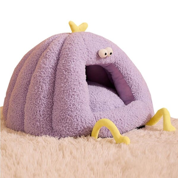 TODO Pet Nesting Bed Cushion 60cm x 45cm Soft Warm Dog Cat Sleeping Bed - Purple