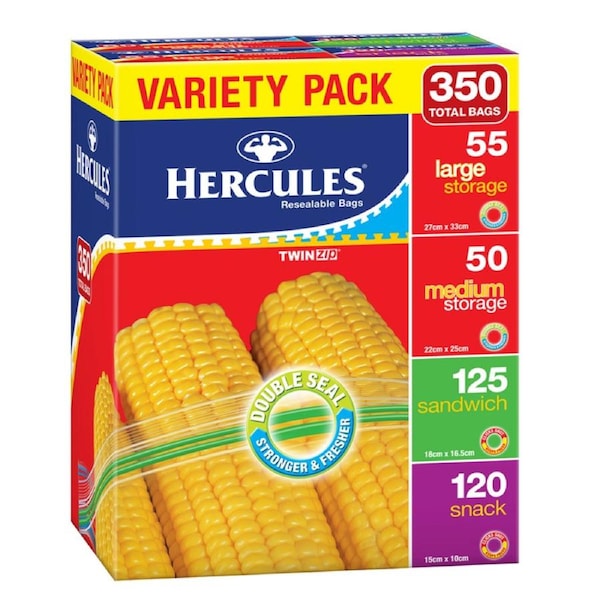 Hercules Variety Pack of Resealable Bags, 350 Count