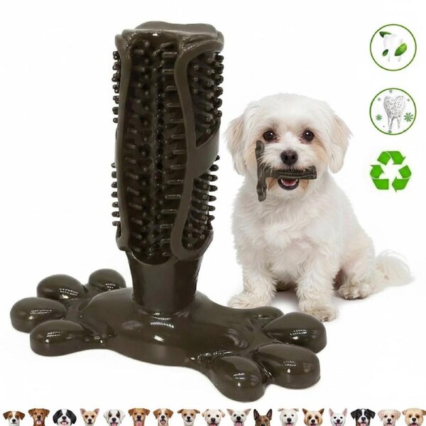 Chocolate M Size Dog Toothbrush Toy Clean Teeth Brushing Stick Mouth Chewing Dental Care Play Dog