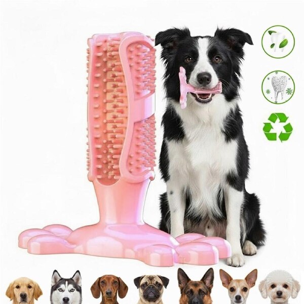 Pink L Size Dog Toothbrush Toy Clean Teeth Brushing Stick Mouth Chewing Dental Care Play Dog