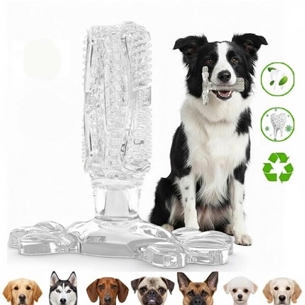 Clear L Size Dog Toothbrush Toy Clean Teeth Brushing Stick Mouth Chewing Dental Care Play Dog