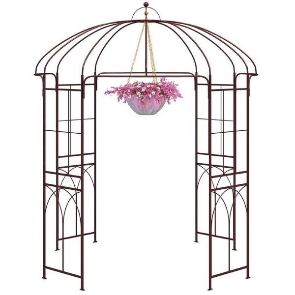 Costway Birdcage Shape Garden Arbor Metal Gazebo Arch Arbors Outdoor Arch Pergola Pavilion Bronze