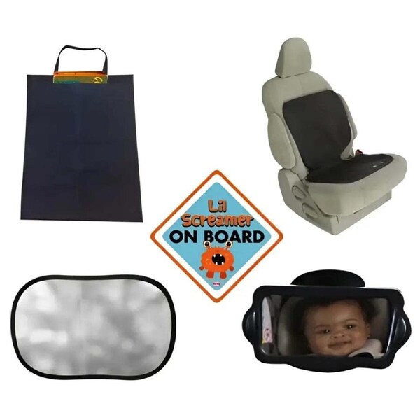 Nuby Car Seat Essential Kits Back Seat Organiser/Mirror/Shade Set