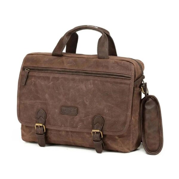 Tosca Waxed Canvas 13" Laptop Briefcase - Brown