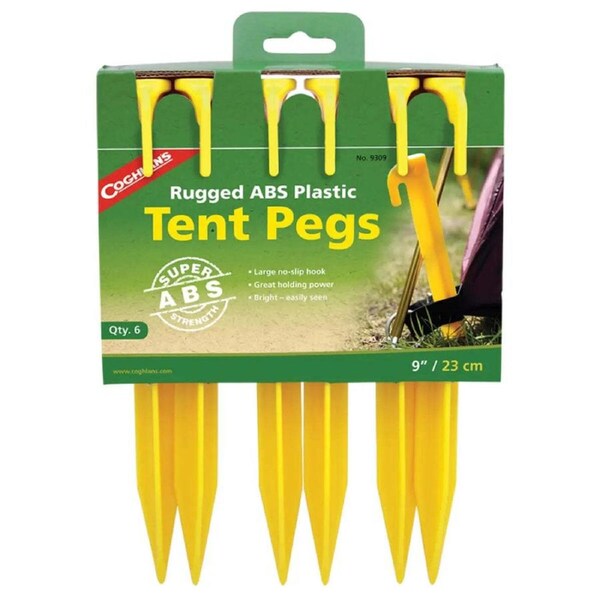 Coghlans Rugged 9 inch ABS Plastic Tent Pegs - 6 Pack