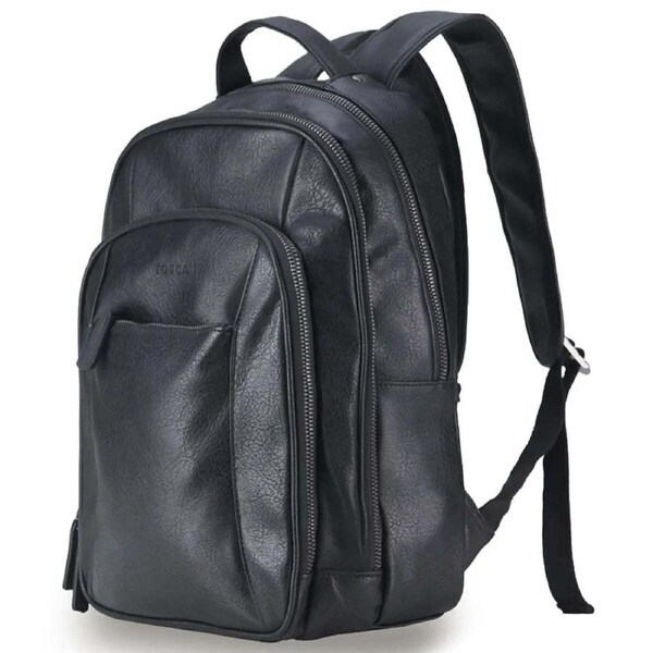 Tosca Vegan Leather Laptop Backpack - Black