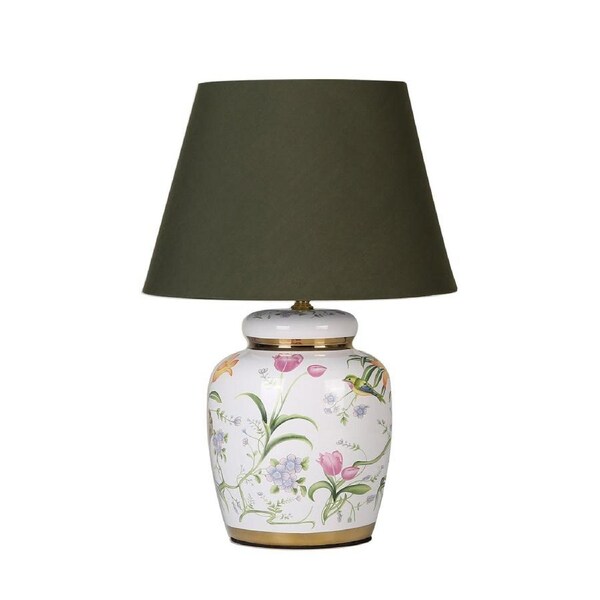Ares Classic Chinese Style Ceramic Base Desk Table Light Lamp White/Decal