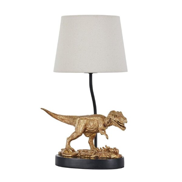 T-Rex Triumph Shape Desk Table Light Lamp Fabric Shade Gold