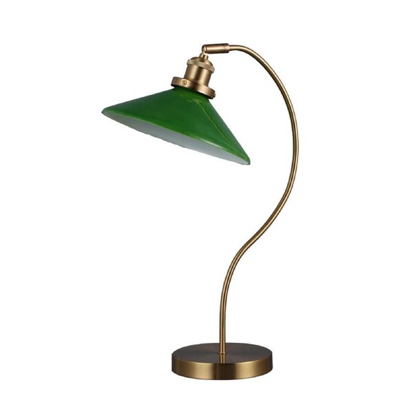 Famelis Vintage Mid Cenruty Glass Desk Table Light Lamp Green/Brass