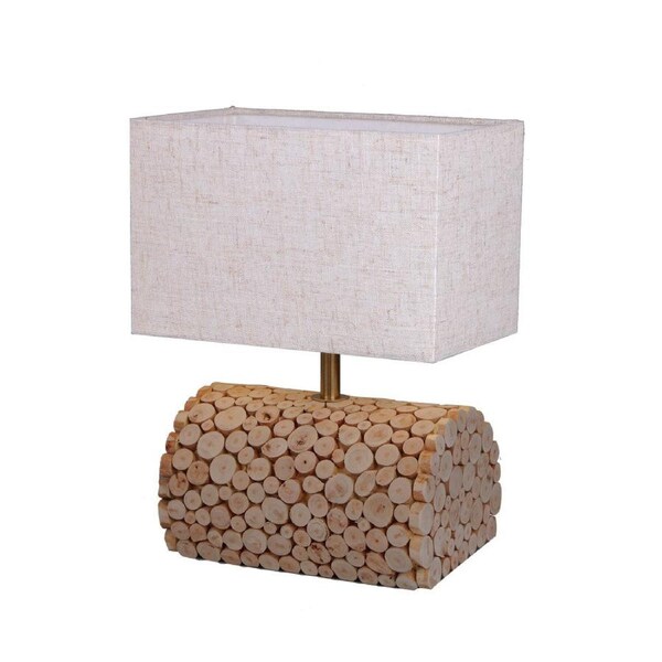 Liam Wooden Base Fabric Shade Desk Table Light Lamp Linen