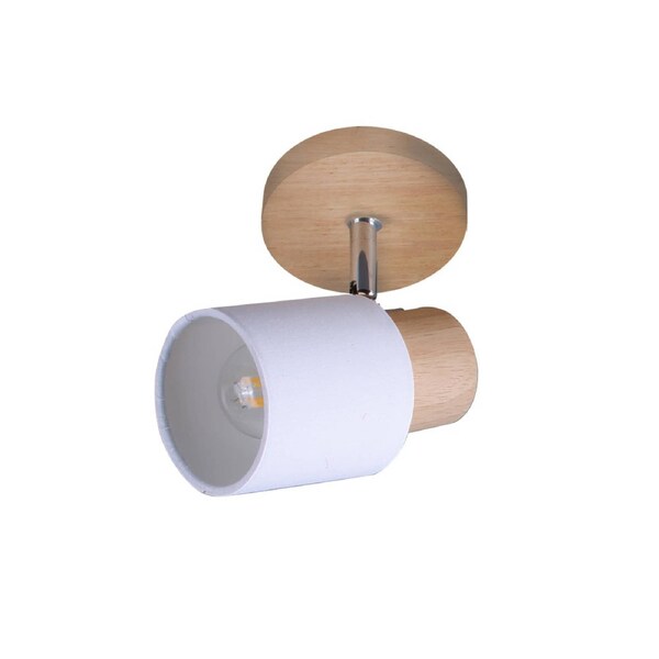 Terra 1-Light Wooden Base Ceiling Spot Light Lamp White/Natural