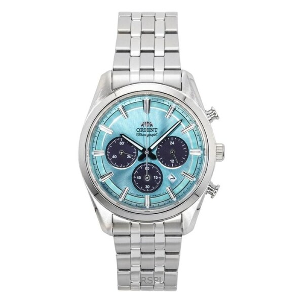 Orient Contemporary Chronograph Stainless Steel Sky Blue Dial Solar Powered Quartz RA-TX0304L Men's Watch