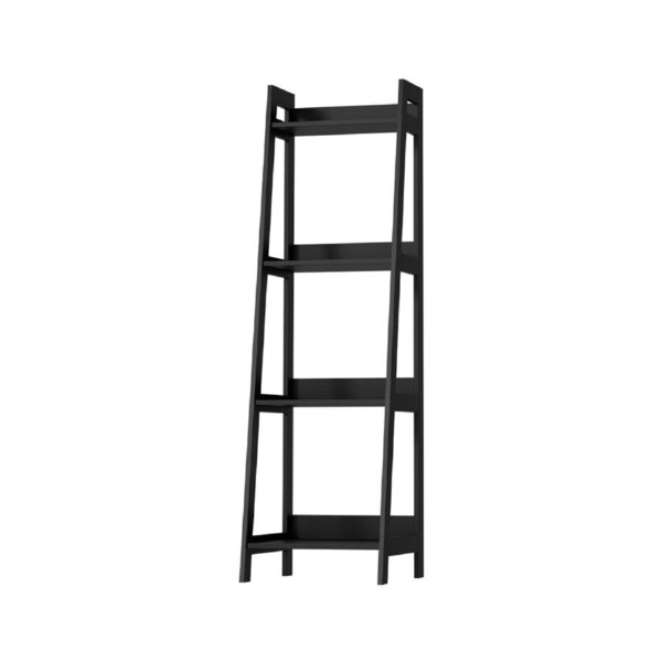 Oikiture Bookshelf 4 Tier Corner Ladder Shelf Home Storage Display Rack Black