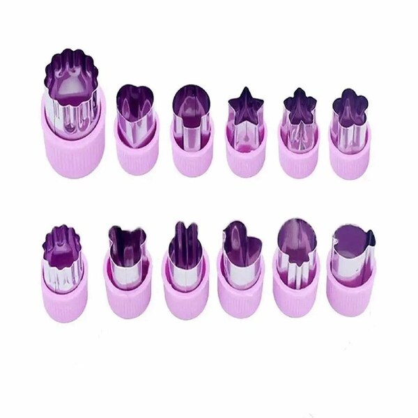 12x Stainless Steel Fruit Vegetable Mini Cookie Shape Cutter