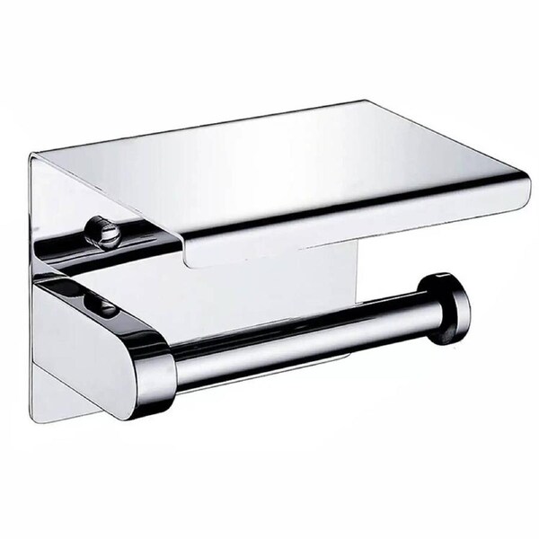 304 Stainless Steel Toilet Roll Holder Paper with Shelf Bathroom Wall Mounted