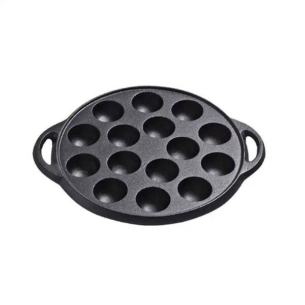 15 Holes Cast Iron Poffertjes Mini Dutch Pancake Cake Pan with Handles 22cm