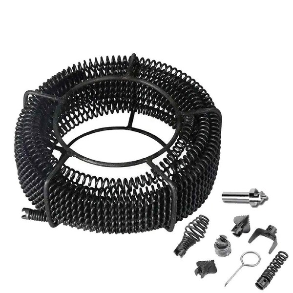 12m Drain Snake Pipe Sewer Cleaner Electric Unblocker Sink Pipeline 6 Drill Bit