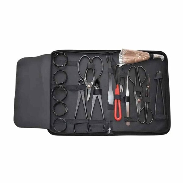 16Pcs Garden Bonsai Tool Set Carbon Steel Branch Cutter Scissors Kit Nylon Case