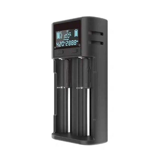 2 Slots USB Lithium Battery LCD Charger For 18650 21700 26650 Smart Rechargeable