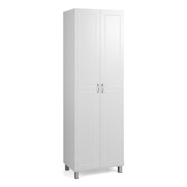 Costway 187 CM Double Door Tall Storage Cabinet Modern Utility Pantry Organizer White