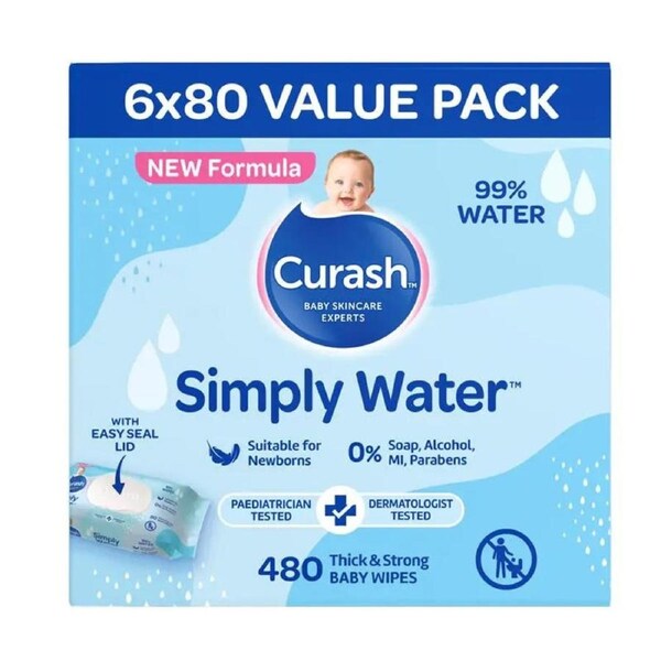 CURASH WATER WIPES 6X80 PK
