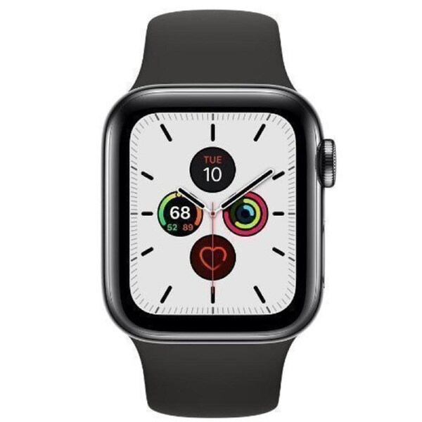 Apple Watch Series 5 Aluminum 44mm (GPS) Black Sport Band - 32GB - Space Grey - Refurbished (Excellent Condition)