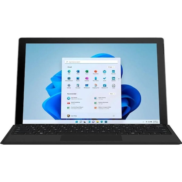 Microsoft Surface Pro 7+ with Surface Pro Type Cover - Intel Core i7-1165G7 2.8GHz - 256GB - Platinum with Black Cover - WiFi - 16GB RAM - 12.3 Inch - Refurbished (Excellent Condition)