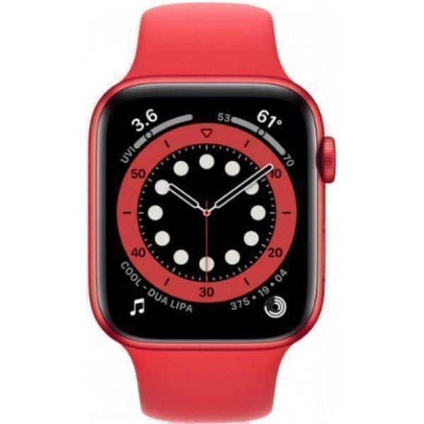 Apple Watch Series 6 - 32GB - Red-Aluminum-Sport Band-Red - Cellular + GPS - 44mm - Red - Aluminum - Red - Sport Band - Rubber - Refurbished (Good Condition)