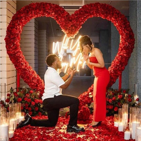 P&P 80" Heart Shape Wedding Arches Backdrop Stand for Ceremony Birthday Party Decor