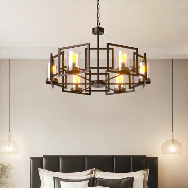 P&P Energy Saving LED 6-Light 3000K Unique Statement Wagon Wheel Chandelier Fixture