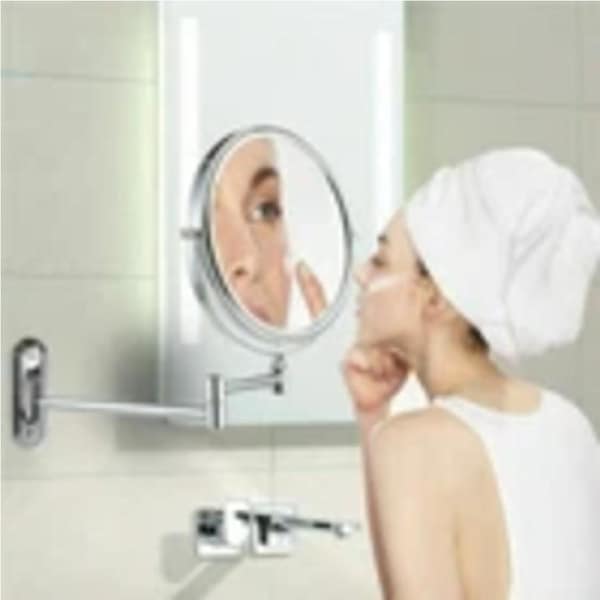 P&P Bath Mirror 1X/5X Magnification Wall Mounted Adjustable Makeup Mirror Arm Extend