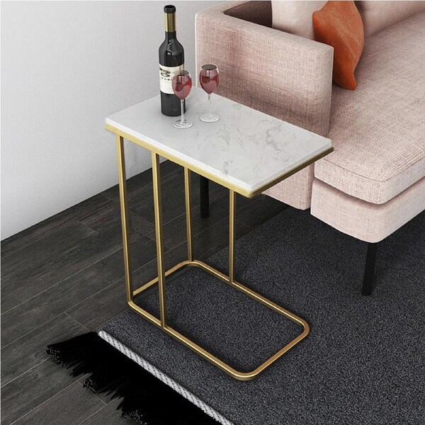 P&P Heavy Duty Carrara Stone Sofa Bed Side Table Laptop Desk C Shaped Stand Frame AU