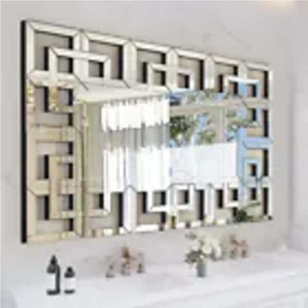 P&P Aesthetics Glass Extra Large Accent Wall Mirror Rectangular Bathroom Dining Room