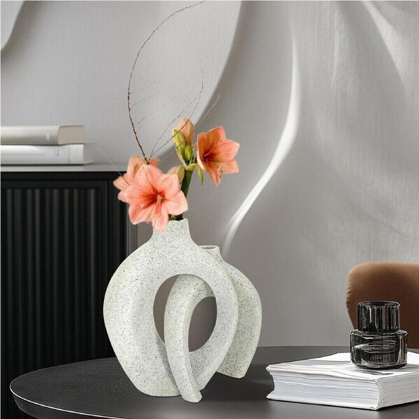 P&P Set Of 2 White Vase Nordic Boho Unique Hollow Snuggle Vases Gift Table Home DÃ©co
