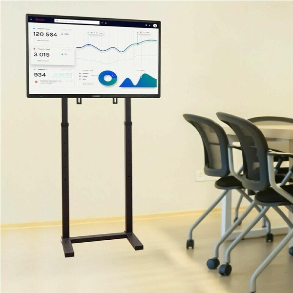 P&P Double Pole Adjustable TV Cart Floor Stand Mount for 32 40 42 46 50 55 60 65Inch