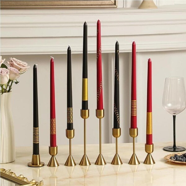 P&P 3-Pack Brass Gold Candlestick Holder for Table Mantel Wedding Housewarming Gift