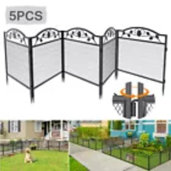 P&P 5Pcs Metal Garden Fence Border Heavy Duty Wider Rustproof Fencing Animal Barrier
