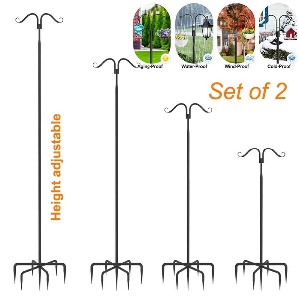 P&P 115-250cm High Shepherds Hook Bird Feeder Stand Garden Poles with 7 Base Prongs